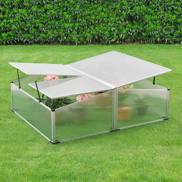 Mossel kylram med dubbelt tak 100x120x40 cm aluminium polykarbonat en.casa