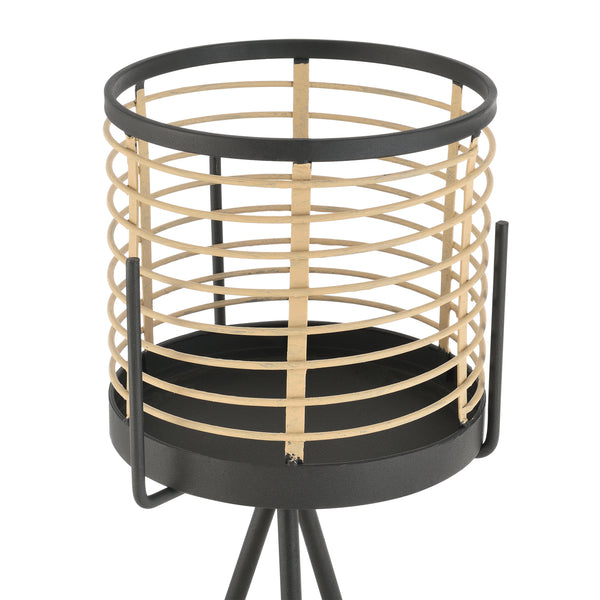 Piedestal Lasne set om 2 med 2 krukor metall svart beige [en.casa]