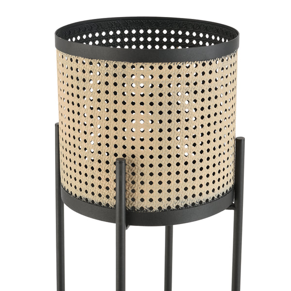 Piedestal Colfontaine set om 2 med krukor metall svart sandfärg [en.casa]