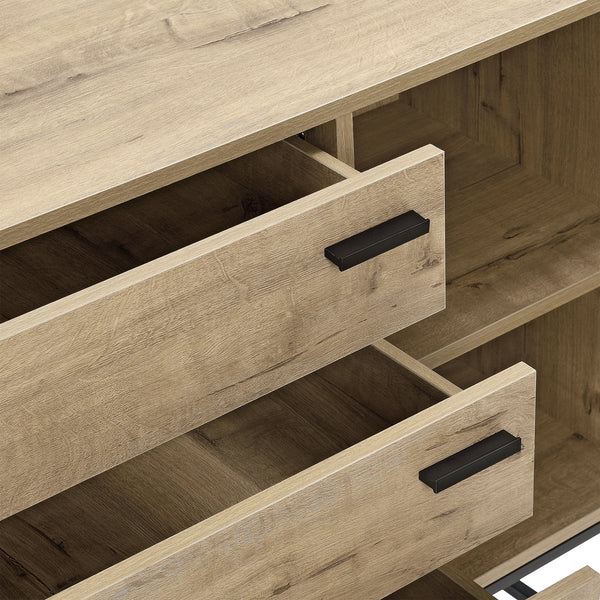 Sideboard Hylte sidobord metall svart ekfärg 3 lådor [en.casa]