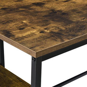 Skrivbord Vilhelmina med hylla 76,5x120x60cm stål spånskiva svart mörkt trämönster [en.casa]