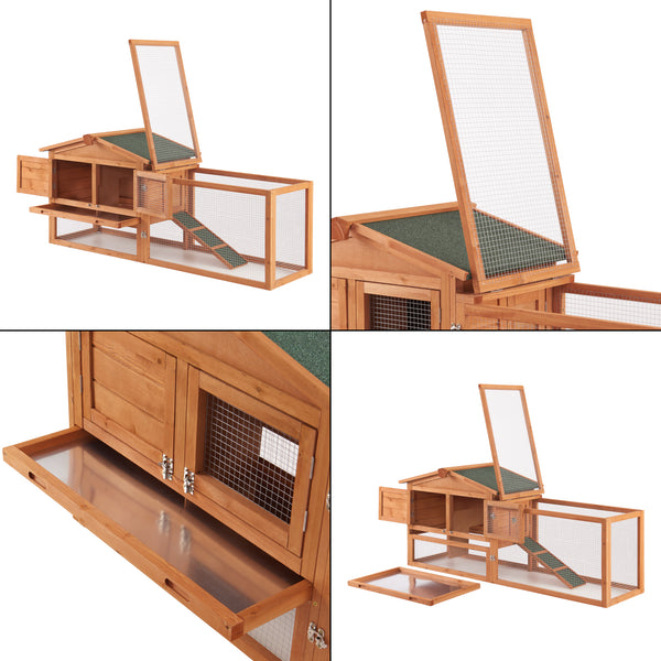 Oberursel kaninbur 68x156x52cm granträ [en.casa]