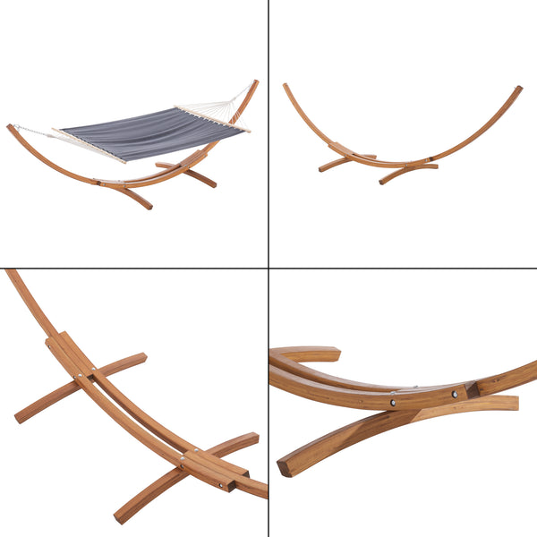 Hängmatta Langadia med stativ 415x120x125 cm lärk [en.casa]