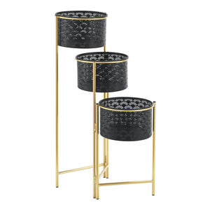 Piedestal Kieldrecht hopfällbar 3 krukor 70x70x20 cm metall [en.casa] 