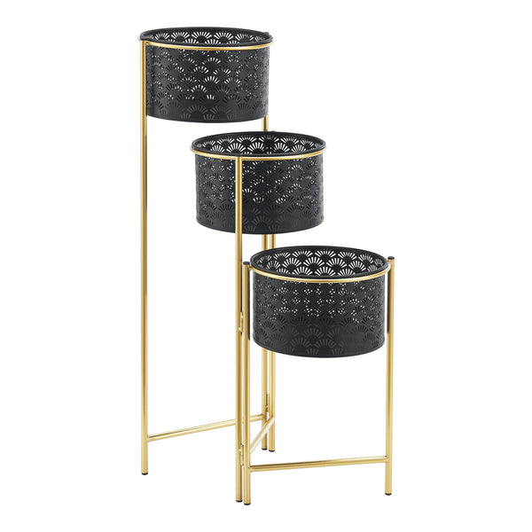 Piedestal Kieldrecht hopfällbar 3 krukor 70x70x20 cm metall [en.casa] 