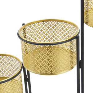 Piedestal Doel hopfällbar 3 krukor 69 x69x20 cm metall [en.casa]