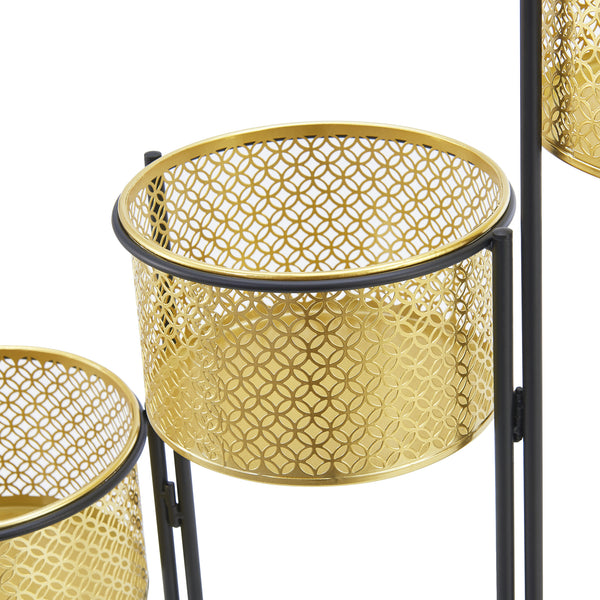Piedestal Doel hopfällbar 3 krukor 69 x69x20 cm metall [en.casa]