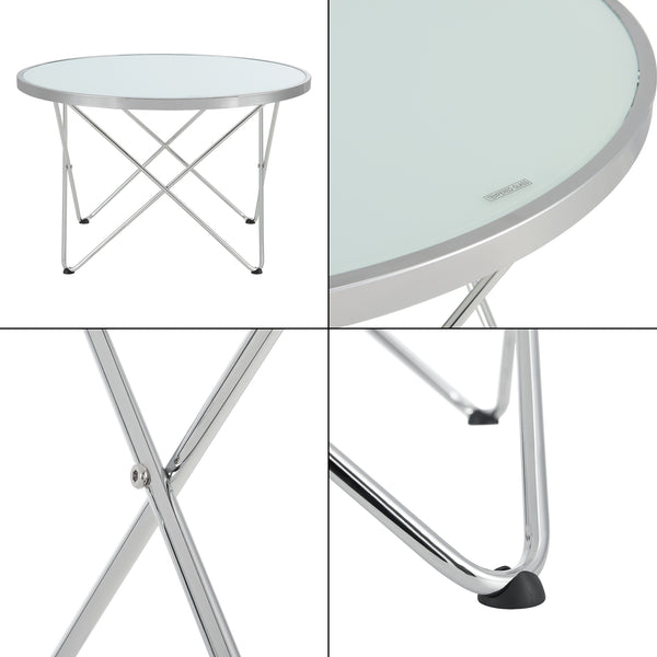 Soffbord Nikkeby Ø80x50 cm metall opalglas [en.casa]