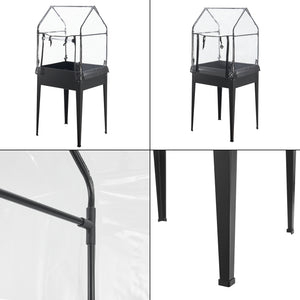 Odlingsbädd med växthus Katwijk 60x60x152 cm [en.casa] 