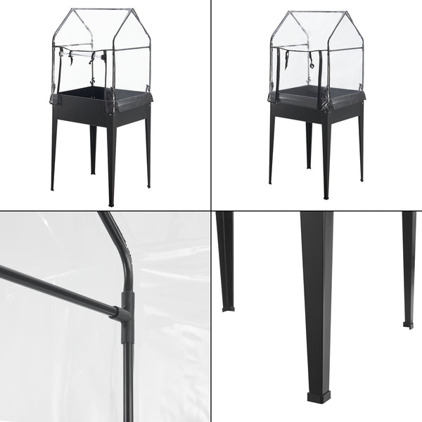 Odlingsbädd med växthus Katwijk 60x60x152 cm [en.casa] 