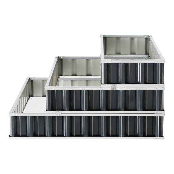 Odlingslåda Renswoude 3-nivåer 118x118x60 cm stål [en.casa]