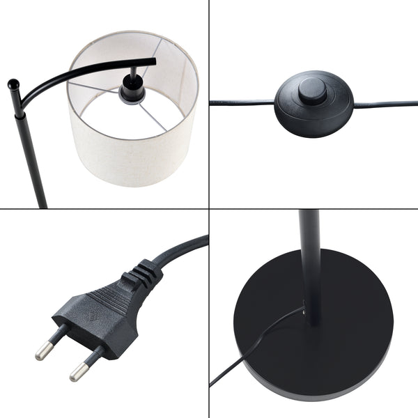 Golvlampa Coventry 180cm metall svart beige [lux.pro]