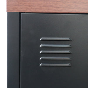 TV-bänk Pälkäne stål trämönster svart 58x113x40 cm [en.casa] 