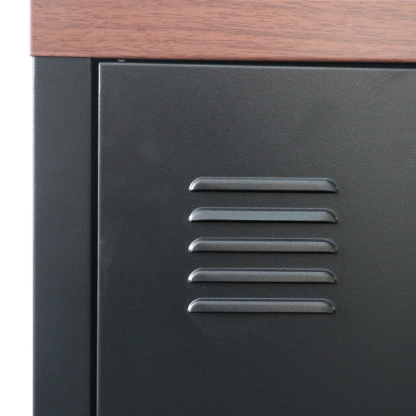 TV-bänk Pälkäne stål trämönster svart 58x113x40 cm [en.casa] 