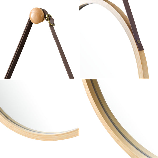Väggspegel Bykle Ø38 cm bambu [en.casa] 