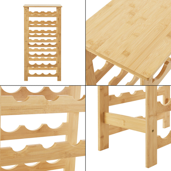 Vinställ Äänekoski i bambu för 28 flaskor 94x47x29 cm vinhållare [en.casa]