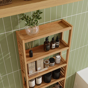 Badrumshylla Forssa 165x42x28 cm bambu [en.casa]