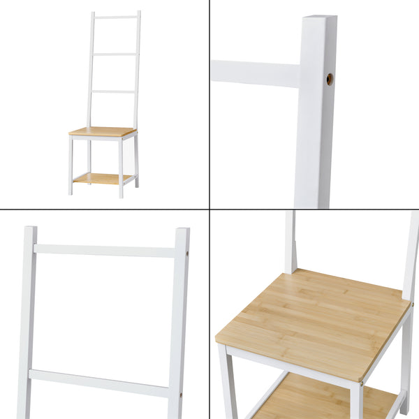 Klädbetjänt Juuka bambu 133x40x42 cm vit natur [en.casa]