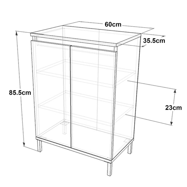 Lieksa skoskåp med 3 hyllplan 85,5 x 60 x 35,5 cm grå ek [en.casa]