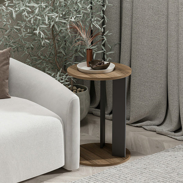Frederiksberg sidobord 64x34 cm valnötslook / antracit [en.casa]