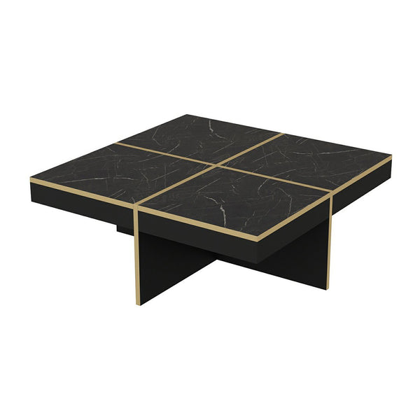 Soffbord Fjerritslev 35x90x90 cm marmorlook svart [en.casa]