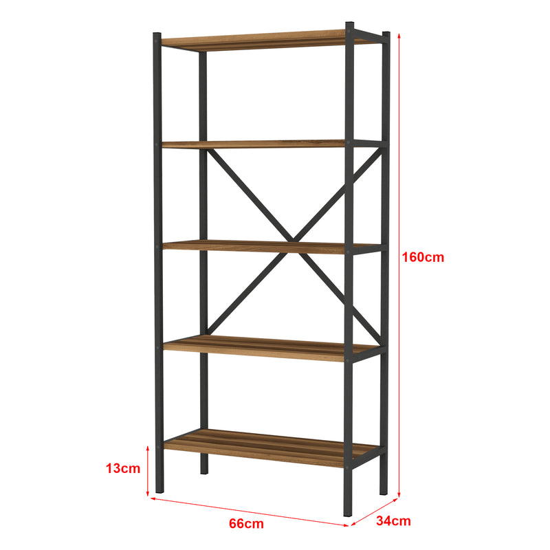 Måttskiss Kökshylla Tomelilla 160x66x34 cm valnöt/antracit [en.casa]
