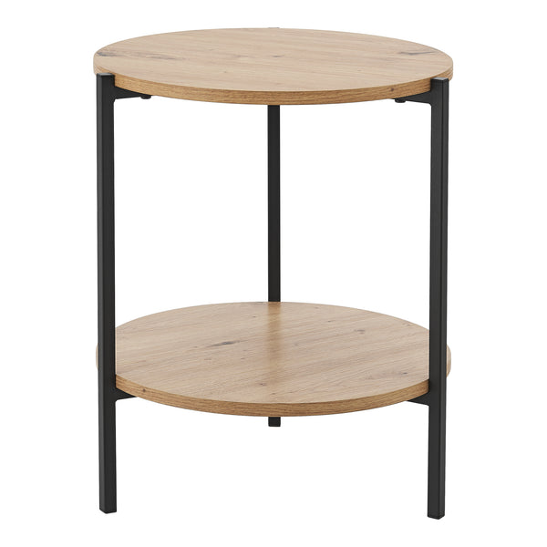 Sidobord Kuopio 50xØ40cm svart/trälook [en.casa]