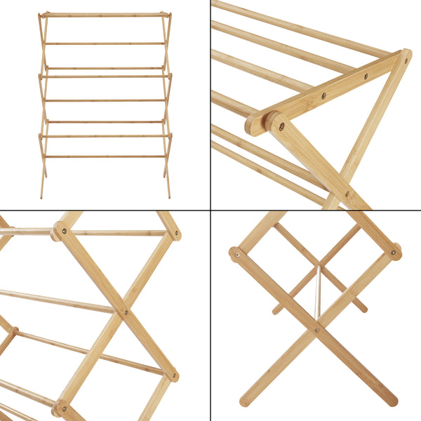 Hopfällbar klädhäst Grinau bambu [en.casa]