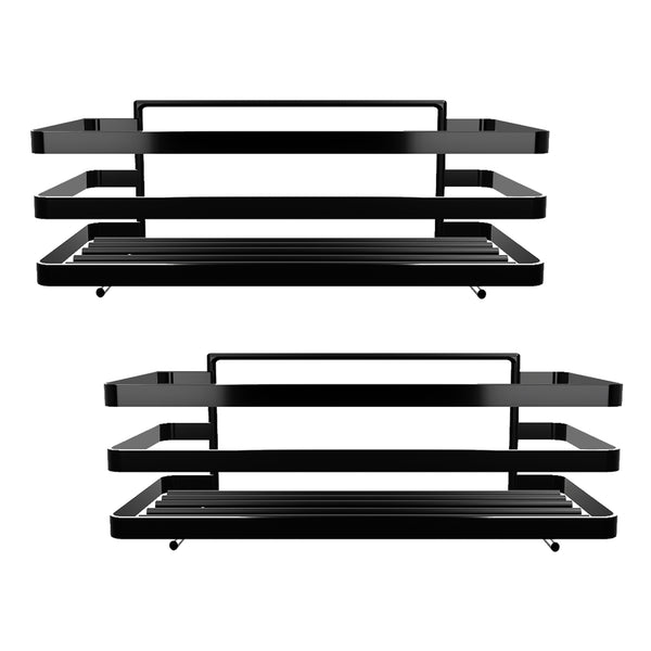 Duschhylla utan borrning Pertunmaa 2-pack 25x12x7,5cm Svart [en.casa]
