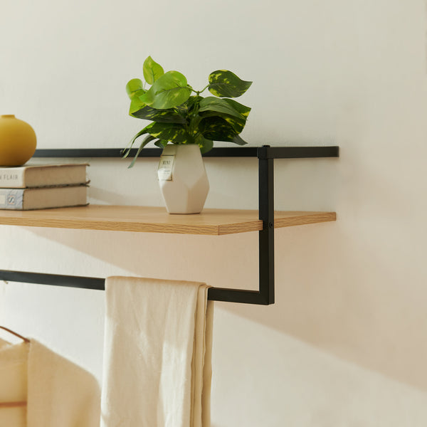 Väggklädhängare Evje 80x30x20cm träfärger/svart [en.casa]