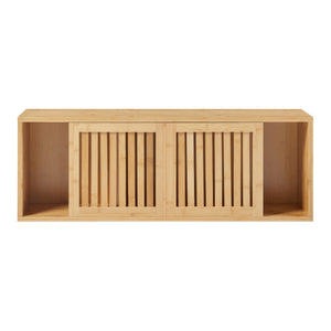 Grums vägghylla med två skjutdörrar 925x20x33cm bambu [en.casa]