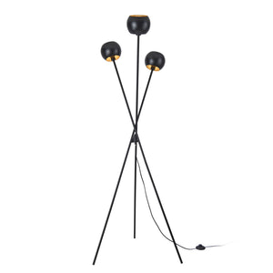 Golvlampa Nykvarn 3-ljus metall svart [lux.pro]