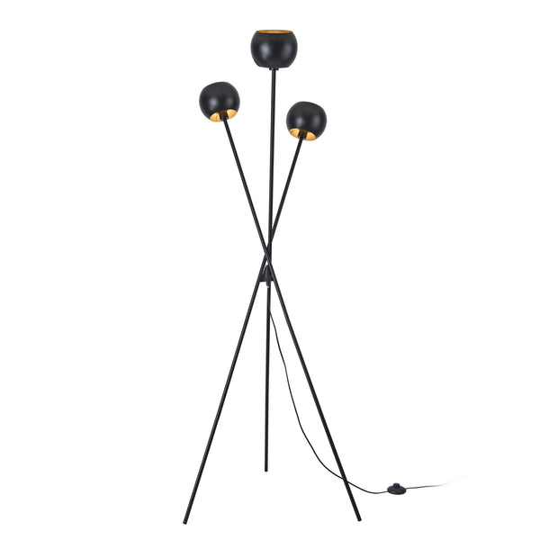 Golvlampa Nykvarn 3-ljus metall svart [lux.pro]