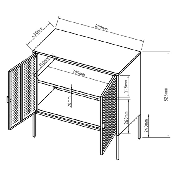Sideboard Castelli 82,5 x 80 x 40 cm Vit Stål [en.casa]