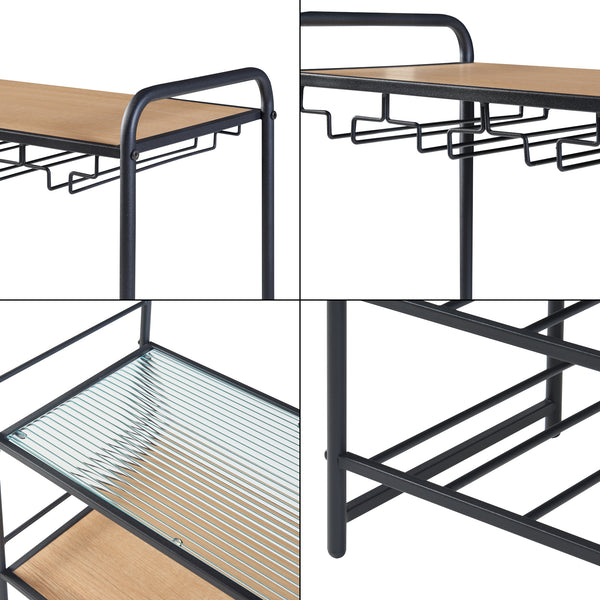 Hustadvika vinställ 120x61x33cm svart/ek [en.casa]