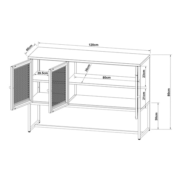 Sideboard Sund med 3 dörrar Stålgrå [en.casa]