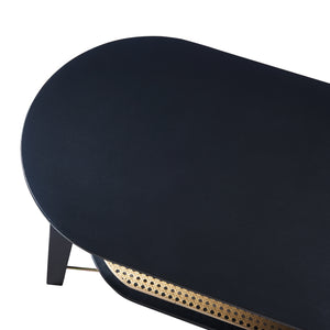 Soffbord Taivalkoski 120x43x40 cm Svart/Rattanutseende [en.casa]