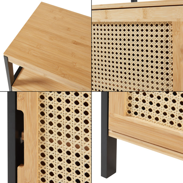 Badrumsskåp Tervola 80x40x35cm Bambufiber Svart [en.casa]