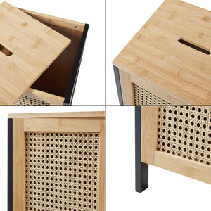 Tvättkorg Tervola 51 L Svart/Bambu [en.casa]