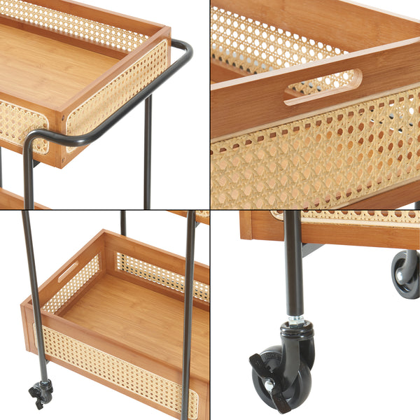 Rullvagn Tervola 80,5x61x39 cm metall bambu [en.casa] 