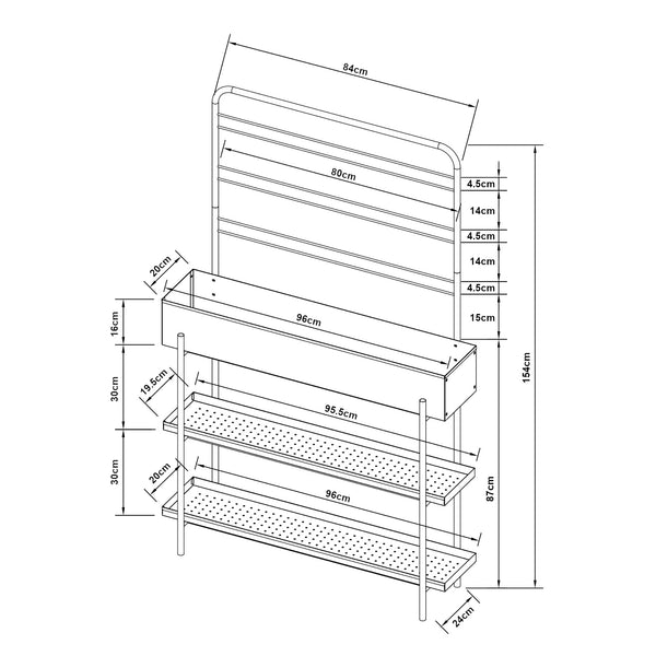 Utomhus växtställ Aalsmeer metall 154x96x24 cm svart [casa.pro]
