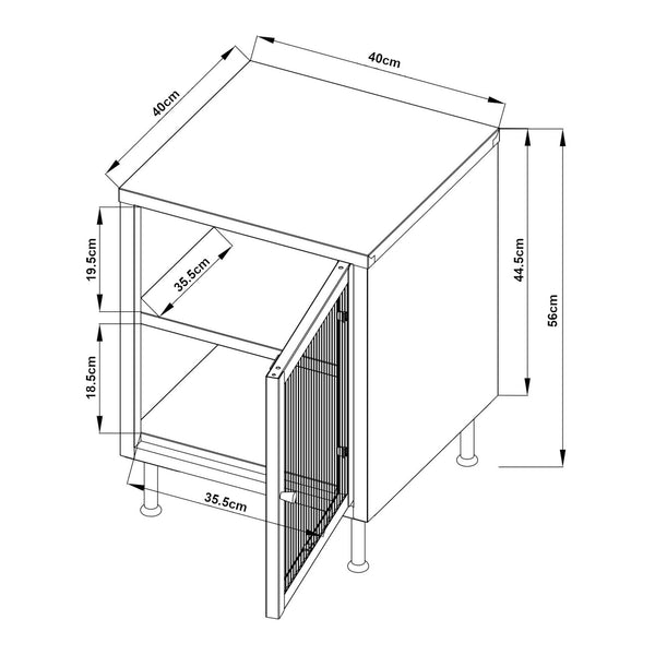 Sidobord Lindau 56x40x40 cm stål creme [en.casa] 