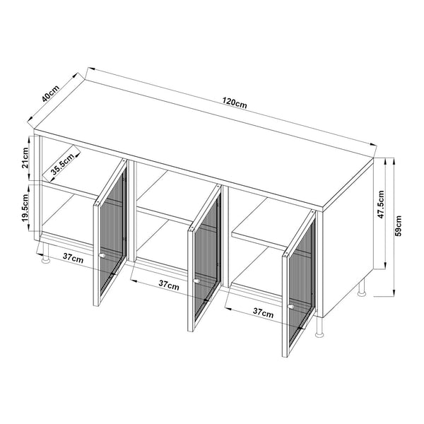 Tv-bord Lindau 120x40x59 cm creme [en.casa]