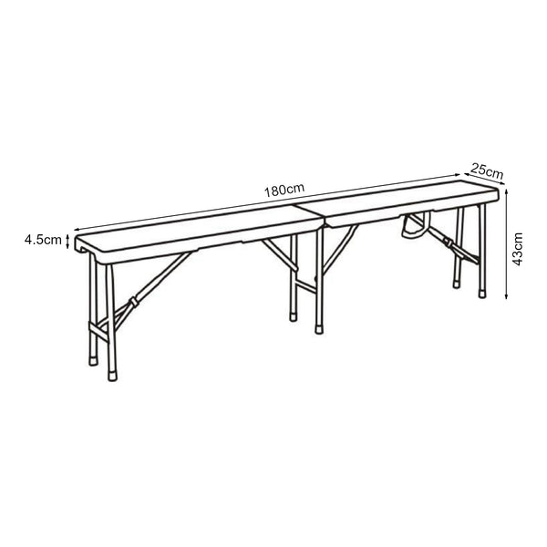 Hopfällbar bänk Ljusnarsberg 180x25x43 cm vit [en.casa]