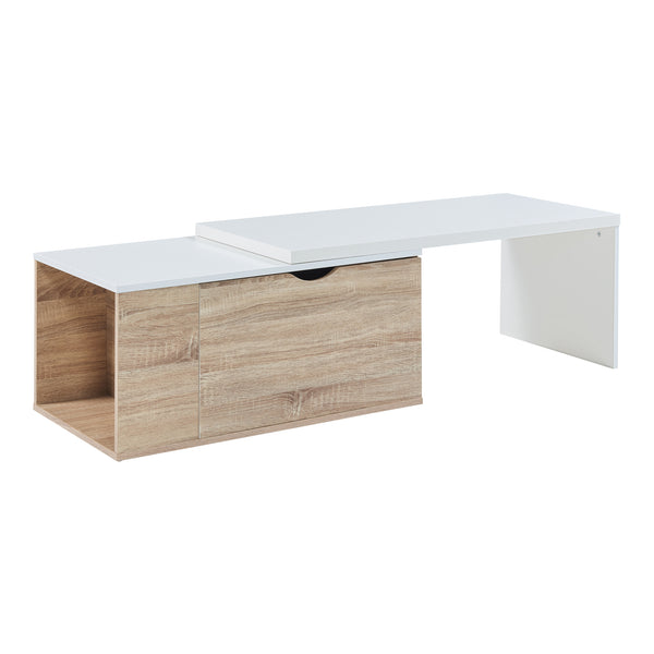 Sidobord Österåker 100x47,5x40 cm Träutseende/Vit [en.casa]