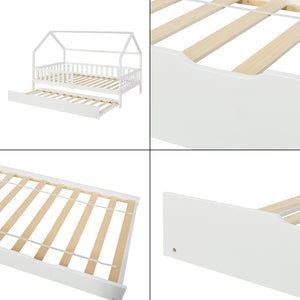 Utdragssäng Ydre 197x94x22 cm Vit [en.casa]