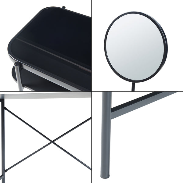 Sminkbord Hjelmeland med spegel 129x80x44 cm Svart [en.casa]