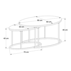 Satbord Nederländerna 2-pack Svart/Ek [en.casa]