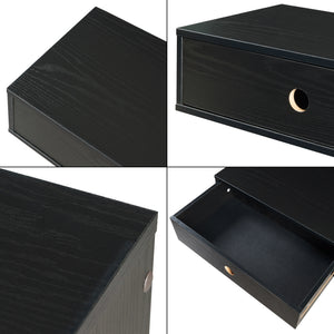 Vägghylla Stor med låda 65x30x15 cm svart [en.casa]