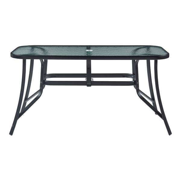Matgrupp Aradeo bord och 6 stolar stål härdat glas svart [casa.pro] 